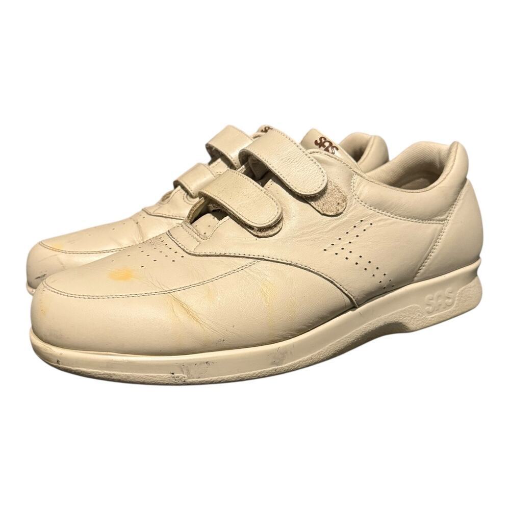 SAS Me Too Women's Size 11.5 Wide Cream Leather Double Strap Walking Sneakers
